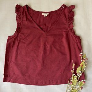 NWT a.n.a. Maroon Cropped V-Neck Sleeveless Top Size XS
